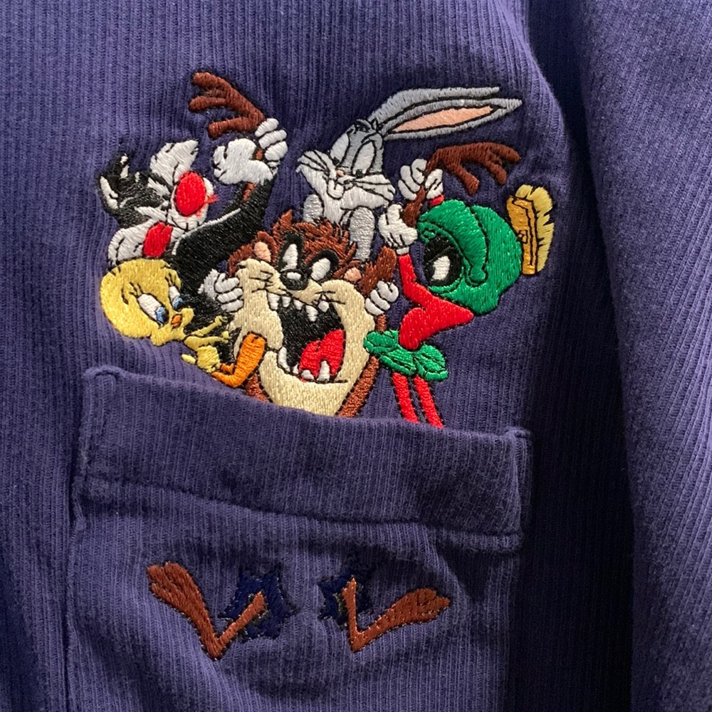Warner Brothers Blue Embroidered T-Shirt Size XL